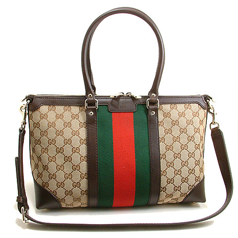 Authentic Gucci Vintage Web Medium Top Handle Bag 257341